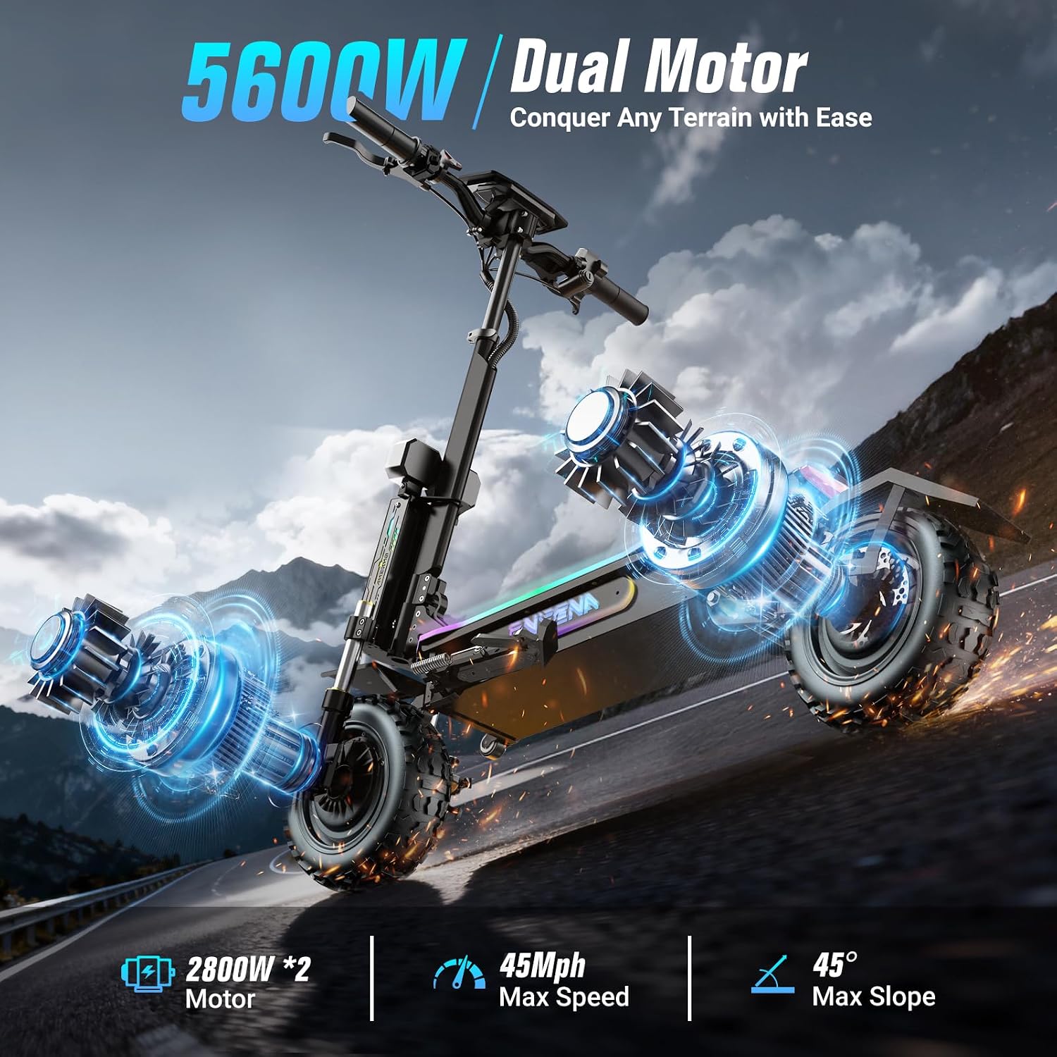 GT7電動スクーター（大人用）- 5600Wデュアルモーター - 60V 5600W Dual Motor Electric Scooter のレビューと価格