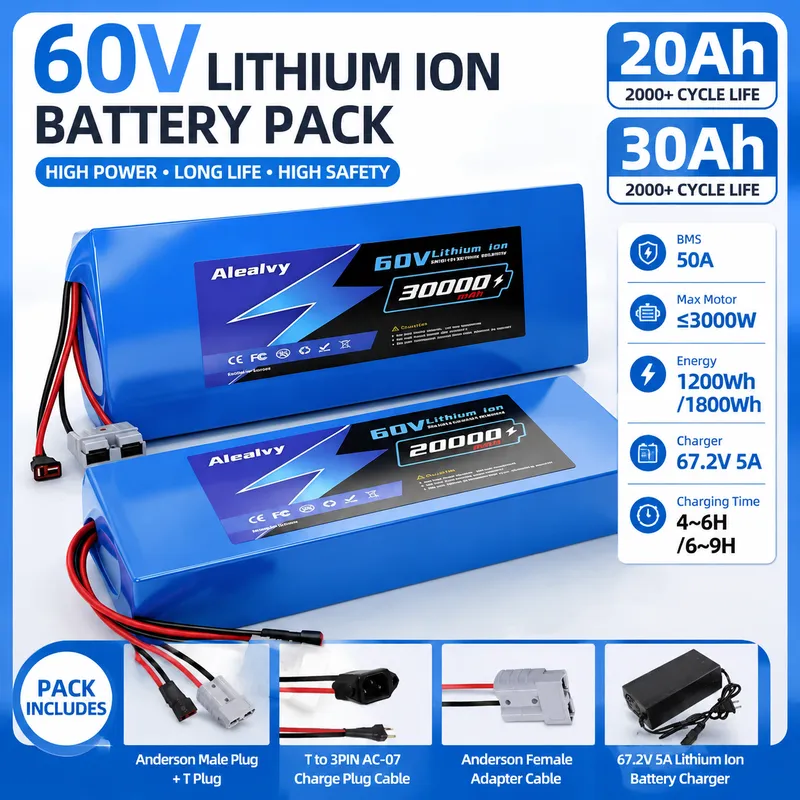   電動バイク、スクーター、自転車用 60V 20AH 30 - 60V 30Ah Electric Scooter Battery のレビューと価格